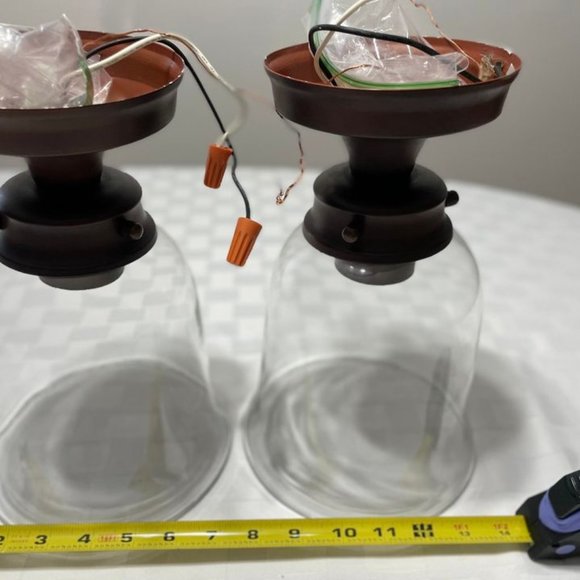 Set of 2 Semi Flush Mount with Bell Shaped Clear Glass Shades - Picture 4 of 5